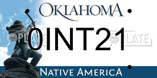 0INT21 Oklahoma License Plate