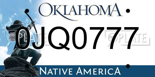 0JQ0777 Oklahoma License Plate