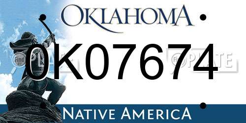 0K07674 Oklahoma License Plate