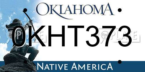 0KHT373 Oklahoma License Plate