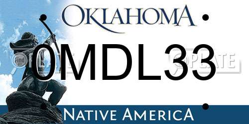 0MDL33 Oklahoma License Plate