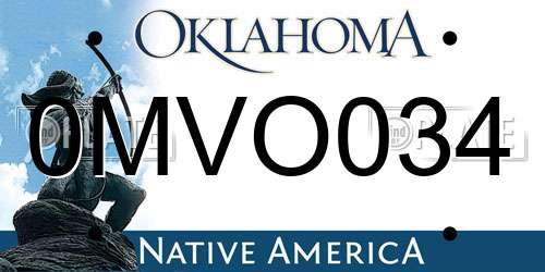 0MVO034 Oklahoma License Plate