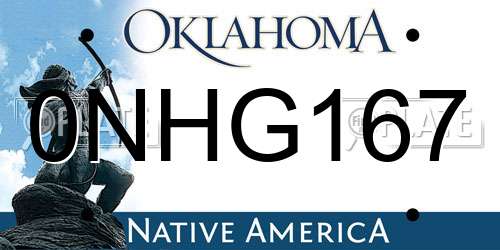0NHG167 Oklahoma License Plate