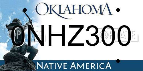 0NHZ300 Oklahoma License Plate