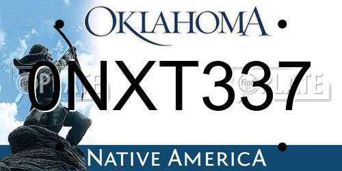 0NXT337 Oklahoma License Plate