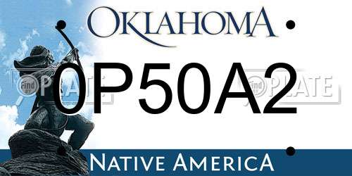 0P50A2 Oklahoma License Plate