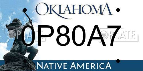 0P80A7 Oklahoma License Plate