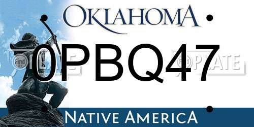 0PBQ47 Oklahoma License Plate