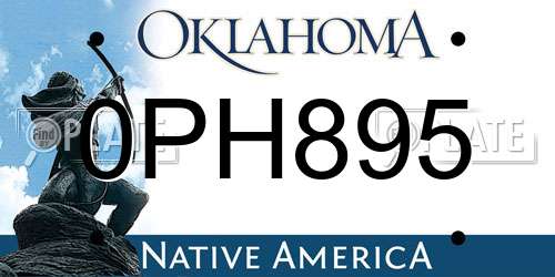 0PH895 Oklahoma License Plate