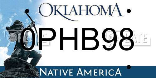 0PHB98 Oklahoma License Plate