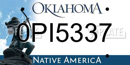 0PI5337 Oklahoma License Plate