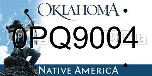 0PQ9004 Oklahoma License Plate