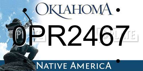 0PR2467 Oklahoma License Plate
