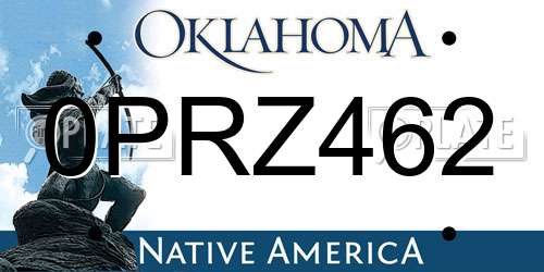 0PRZ462 Oklahoma License Plate