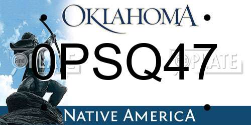 0PSQ47 Oklahoma License Plate