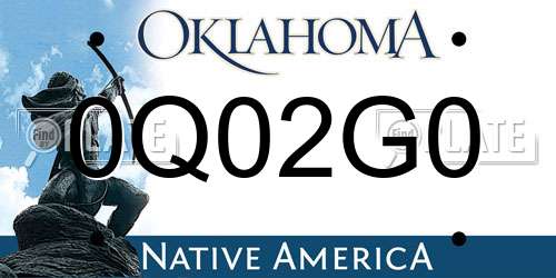 0Q02G0 Oklahoma License Plate