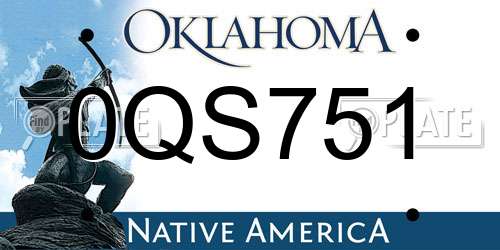 0QS751 Oklahoma License Plate
