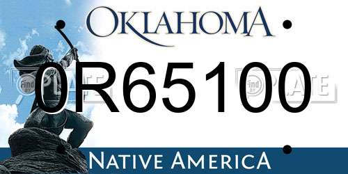 0R65100 Oklahoma License Plate