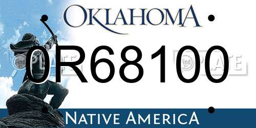 0R68100 Oklahoma License Plate
