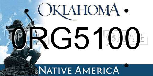 0RG5100 Oklahoma License Plate