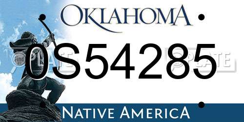 0S54285 Oklahoma License Plate