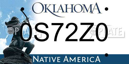 0S72Z0 Oklahoma License Plate