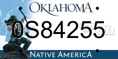 0S84255 Oklahoma License Plate