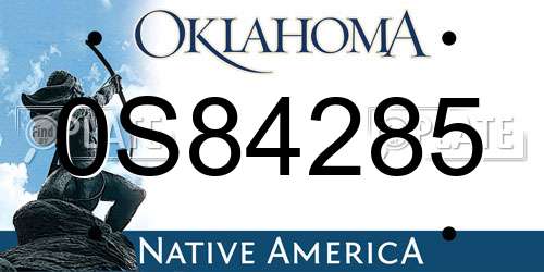 0S84285 Oklahoma License Plate
