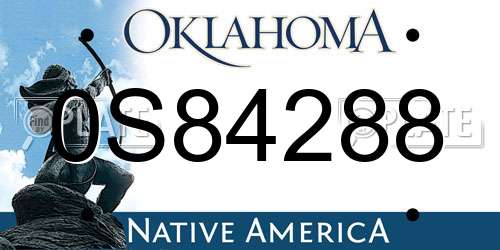 0S84288 Oklahoma License Plate