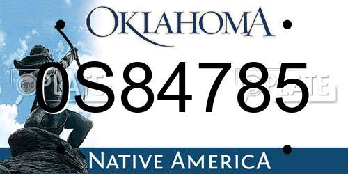 0S84785 Oklahoma License Plate