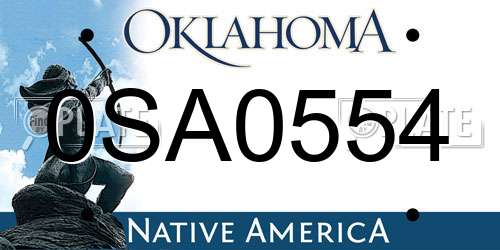 0SA0554 Oklahoma License Plate