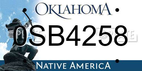0SB4258 Oklahoma License Plate