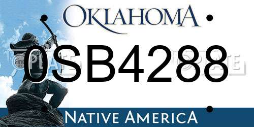 0SB4288 Oklahoma License Plate