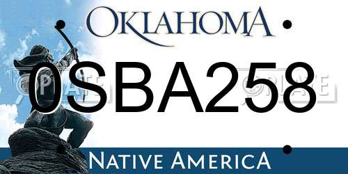 0SBA258 Oklahoma License Plate