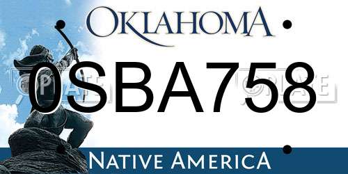 0SBA758 Oklahoma License Plate