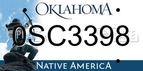 0SC3398 Oklahoma License Plate