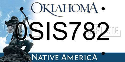 0SIS782 Oklahoma License Plate