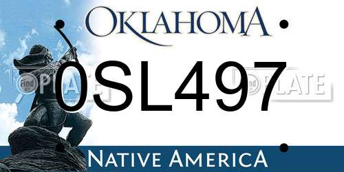 0SL497 Oklahoma License Plate