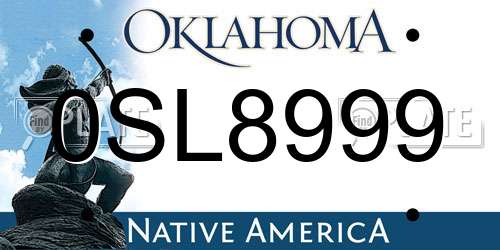 0SL8999 Oklahoma License Plate