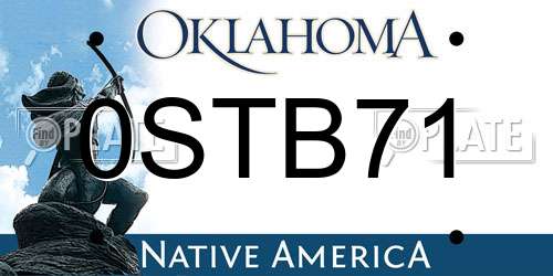 0STB71 Oklahoma License Plate