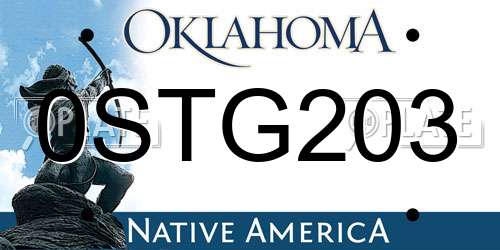 0STG203 Oklahoma License Plate