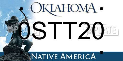 0STT20 Oklahoma License Plate