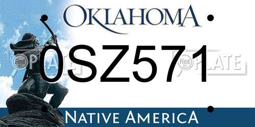 0SZ571 Oklahoma License Plate