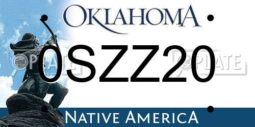 0SZZ20 Oklahoma License Plate