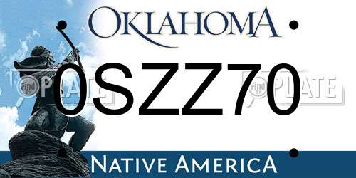 0SZZ70 Oklahoma License Plate