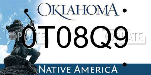 0T08Q9 Oklahoma License Plate