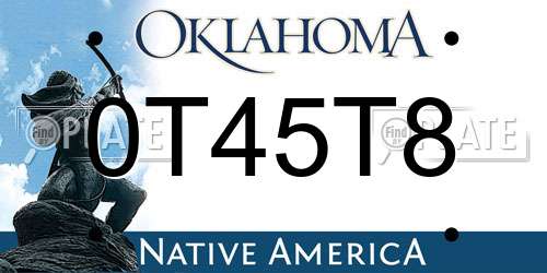 0T45T8 Oklahoma License Plate