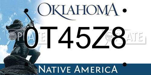 0T45Z8 Oklahoma License Plate