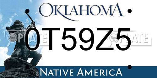 0T59Z5 Oklahoma License Plate