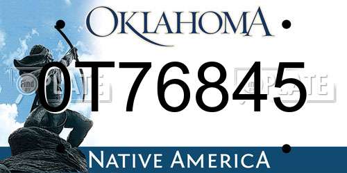 0T76845 Oklahoma License Plate